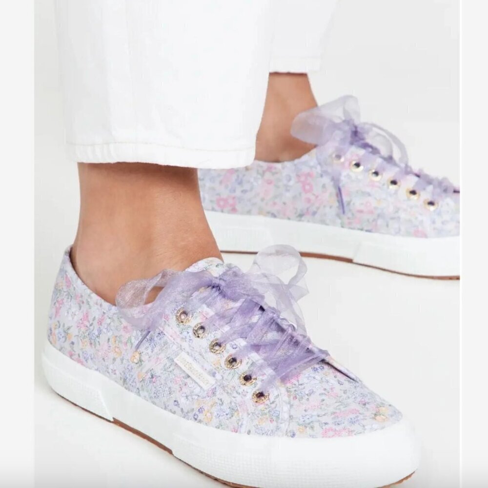 LoveShackFancy X Superga Sneakers Shoes Fairy Lavender Floral Blooms Size US 8
